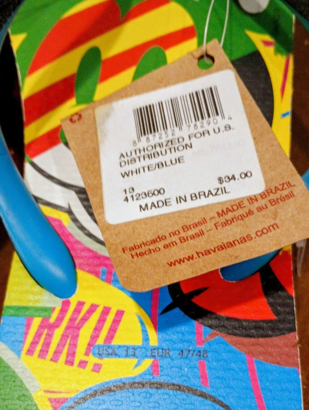 havaianas Men's SZ 13 Multicolor Graphic Flip Flops Sandals BRAND-NEW w/tags
